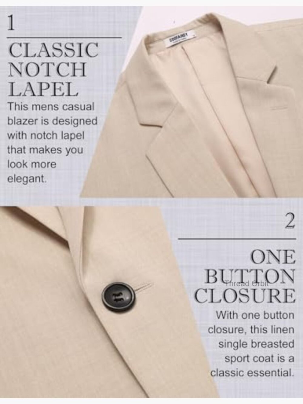 Men's Lightweight Slim Fit One Button Sport Coat Blazer - Picture 5 of 7